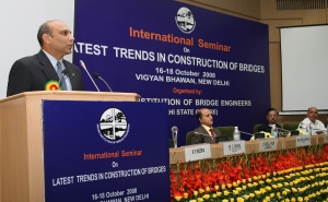 The Minister of State for Defence Shri M.M. Pallam Raju delivering the valedictory address at the 3-day international seminar on "Latest Trends in Construction of Bridges", in New Delhi on October 18, 2008.